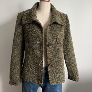 Zoé - Kaki Knit Boucle Jacket / Blazer